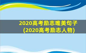 2020高考励志唯美句子(2020高考励志人物)