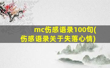 mc伤感语录100句(伤感语录关于失落心情)