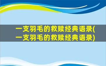 一支羽毛的救赎经典语录(一支羽毛的救赎经典语录)