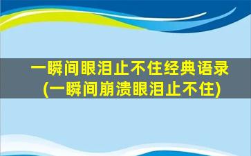 一瞬间眼泪止不住经典语录(一瞬间崩溃眼泪止不住)