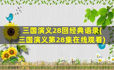 三国演义28回经典语录(三国演义第28集在线观看)