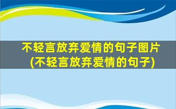 不轻言放弃爱情的句子图片(不轻言放弃爱情的句子)