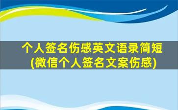 个人签名伤感英文语录简短(微信个人签名文案伤感)