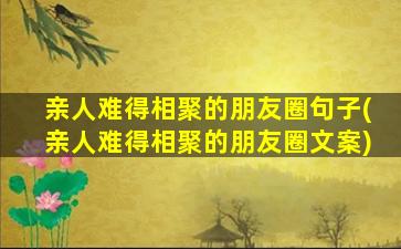 亲人难得相聚的朋友圈句子(亲人难得相聚的朋友圈文案)