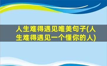 人生难得遇见唯美句子(人生难得遇见一个懂你的人)