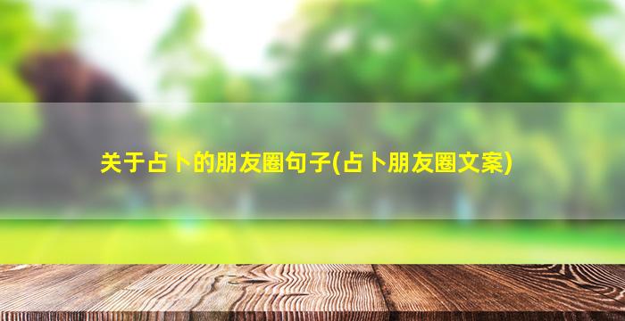 关于占卜的朋友圈句子(占卜朋友圈文案)