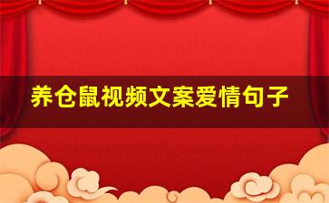 养仓鼠视频文案爱情句子