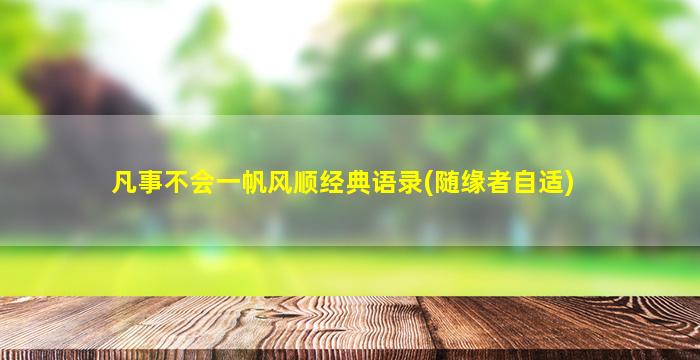 凡事不会一帆风顺经典语录(随缘者自适)