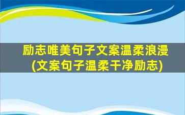 励志唯美句子文案温柔浪漫(文案句子温柔干净励志)