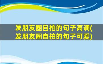 发朋友圈自拍的句子高调(发朋友圈自拍的句子可爱)