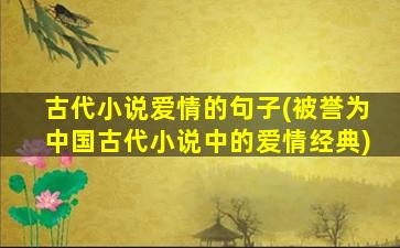 古代小说爱情的句子(被誉为中国古代小说中的爱情经典)