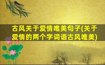 古风关于爱情唯美句子(关于爱情的两个字词语古风唯美)