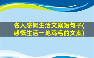 名人感慨生活文案短句子(感慨生活一地鸡毛的文案)