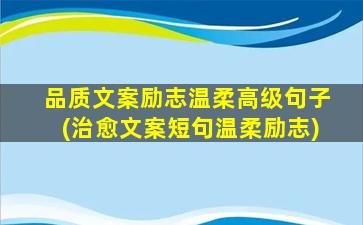 品质文案励志温柔高级句子(治愈文案短句温柔励志)