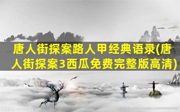 唐人街探案路人甲经典语录(唐人街探案3西瓜免费完整版高清)