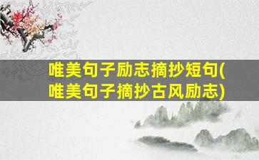 唯美句子励志摘抄短句(唯美句子摘抄古风励志)