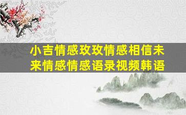 小吉情感玫玫情感相信未来情感情感语录视频韩语