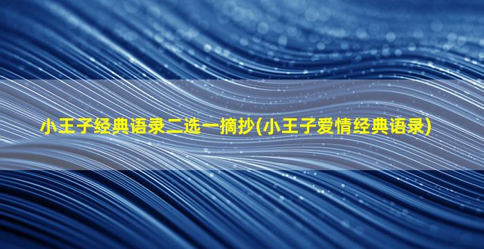 小王子经典语录二选一摘抄(小王子爱情经典语录)