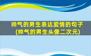 帅气的男生表达爱情的句子(帅气的男生头像二次元)