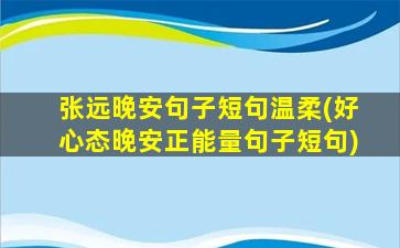 张远晚安句子短句温柔(好心态晚安正能量句子短句)