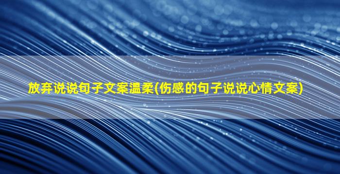 放弃说说句子文案温柔(伤感的句子说说心情文案)