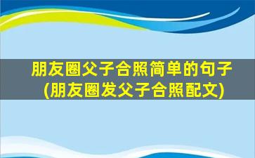 朋友圈父子合照简单的句子(朋友圈发父子合照配文)