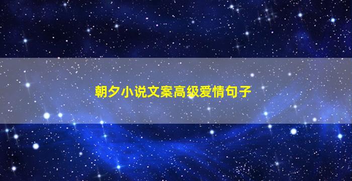 朝夕小说文案高级爱情句子