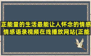 正能量的生活最能让人怀念的情感情感语录视频在线播放网站(正能量生活短句)