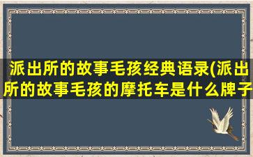 派出所的故事毛孩经典语录(派出所的故事毛孩的摩托车是什么牌子)