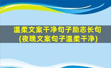 温柔文案干净句子励志长句(夜晚文案句子温柔干净)