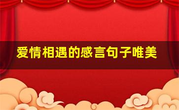 爱情相遇的感言句子唯美