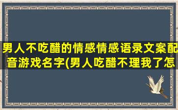 男人不吃醋的情感情感语录文案配音游戏名字(男人吃醋不理我了怎么办)