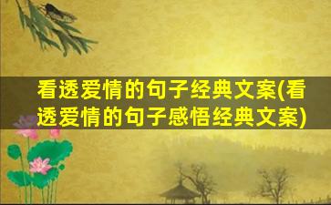 看透爱情的句子经典文案(看透爱情的句子感悟经典文案)