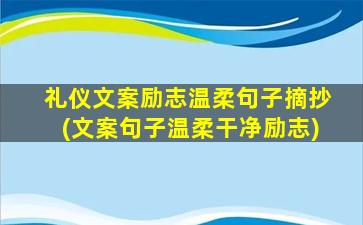 礼仪文案励志温柔句子摘抄(文案句子温柔干净励志)