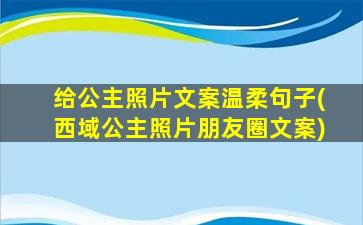 给公主照片文案温柔句子(西域公主照片朋友圈文案)