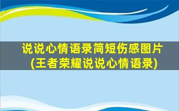 说说心情语录简短伤感图片(王者荣耀说说心情语录)