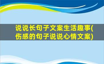 说说长句子文案生活趣事(伤感的句子说说心情文案)