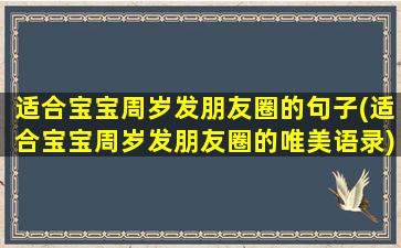 适合宝宝周岁发朋友圈的句子(适合宝宝周岁发朋友圈的唯美语录)