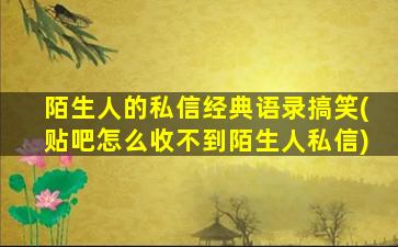 陌生人的私信经典语录搞笑(贴吧怎么收不到陌生人私信)